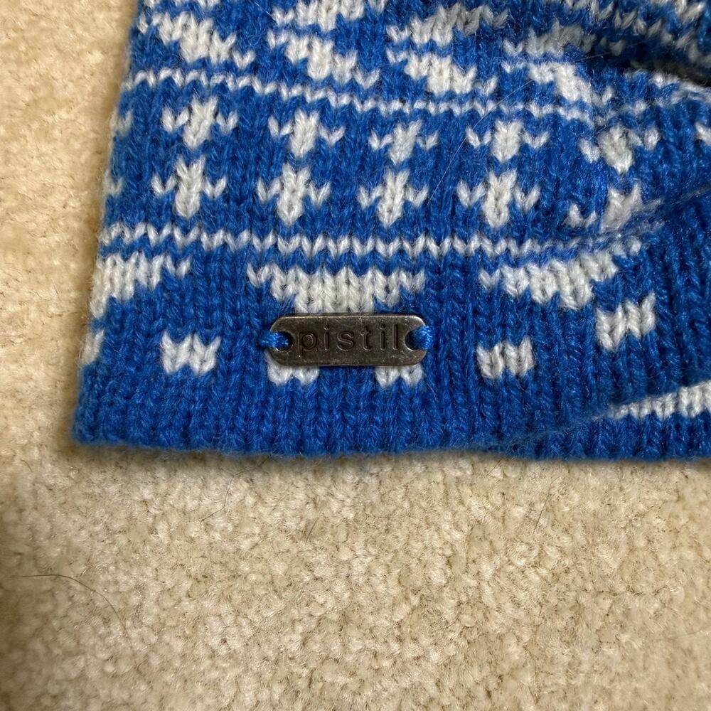 Pistil Winter Headband Warm Earmuffs Blue White Scandinavian Nordic Print - Picture 3 of 4